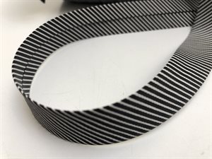 Fast skråbånd - stribet i sort / hvid, 20 mm